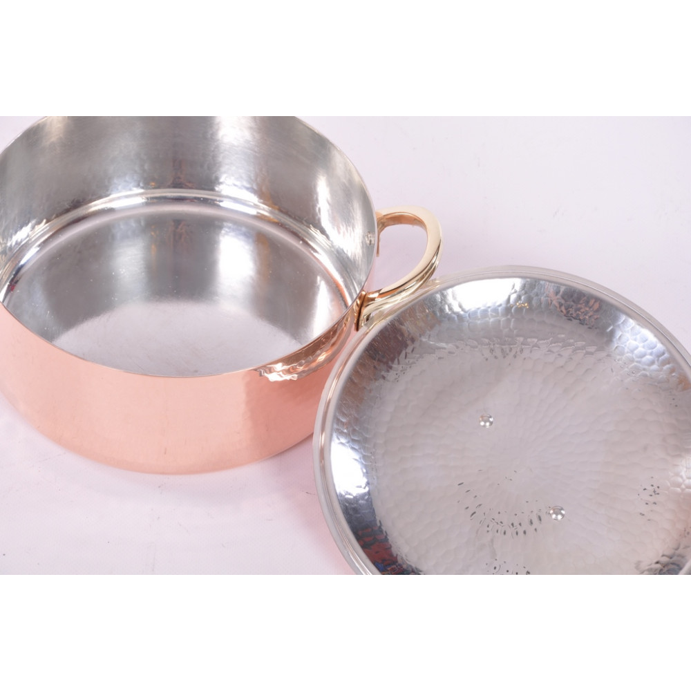 Мідна луджена каструля з кришкою 1,5 л.