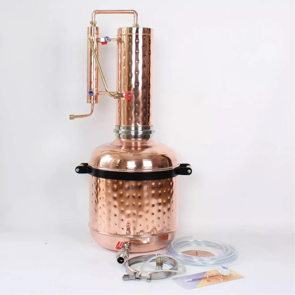 Мідний самогонний апарат 42 л, з дефлегматором