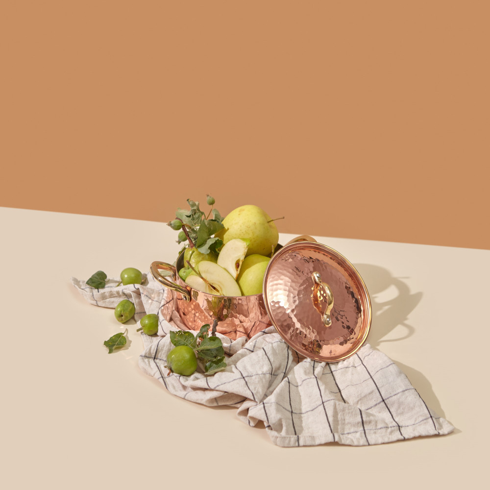 Мідна луджена каструля з кришкою 1,5 л.