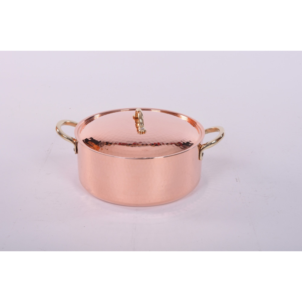 Мідна луджена каструля з кришкою 1,5 л.