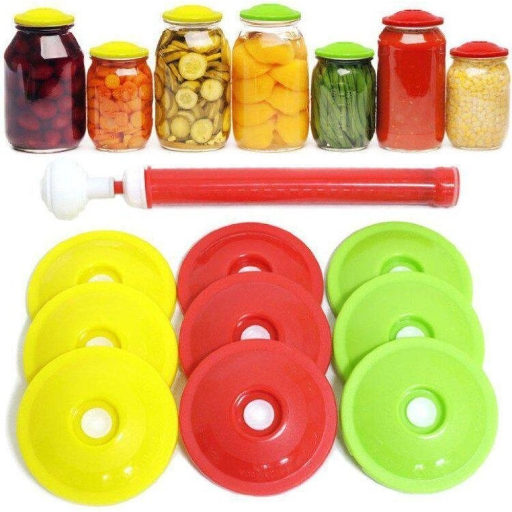 Набір кришок для вакуумного зберігання продуктів з насосом 9 шт.