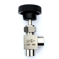 Голковий кран (нержавійка) 1/4 МАМА кутовий