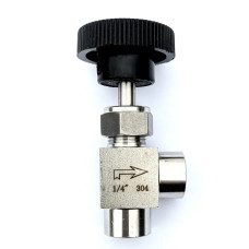 Голковий кран (нержавійка) 1/4 МАМА кутовий