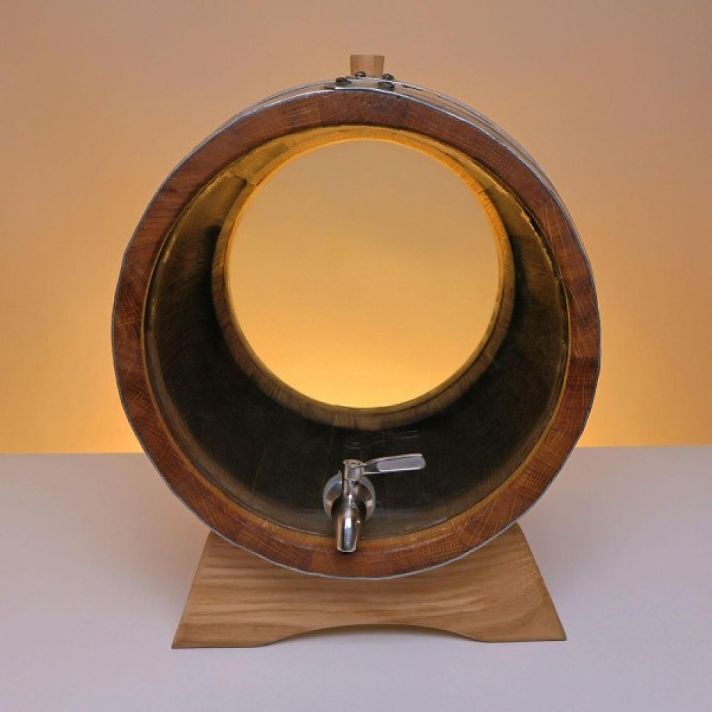 Бочка дубова 20 л зі скляними денцями і краном М+