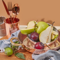 Медная сковорода с латунными ручками 22 см.