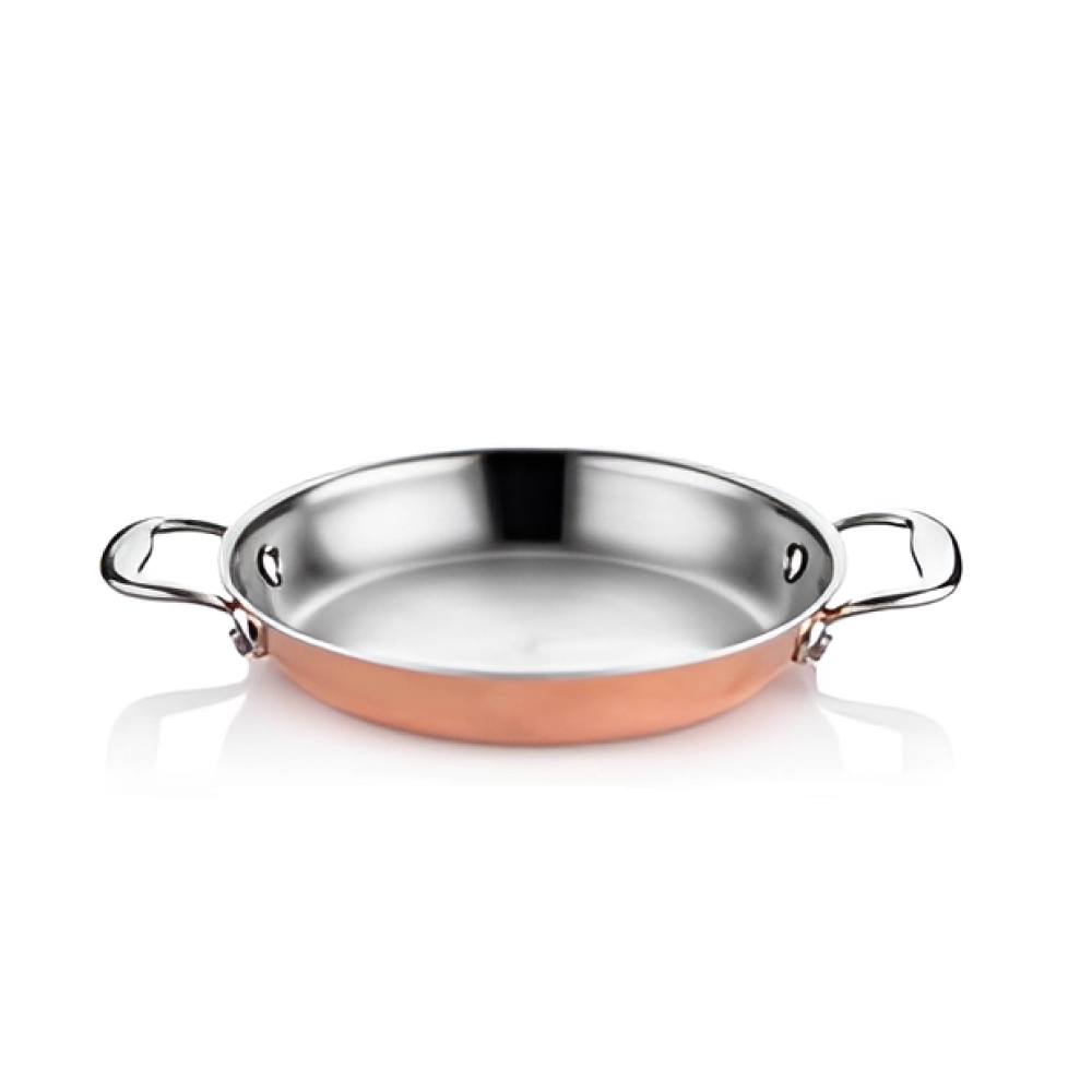 Мідна сковорідка з двома ручками 20 см. (сріблястими)