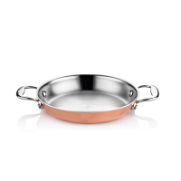 Мідна сковорідка з двома ручками 20 см. (сріблястими)