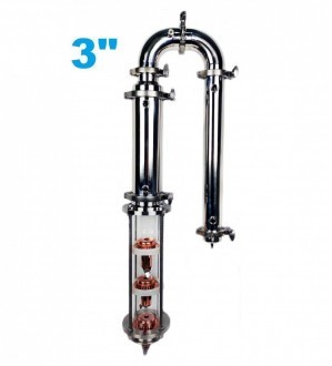 Disc column 3&quot; 4 levels, reflux condenser, refrigerator