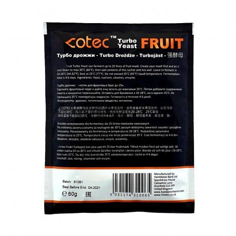 Спиртовые дрожжи для фруктов Alcotec Turbo Yeast Fruit